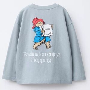 Zara Kids Light Blue Paddington Bear Long Sleeve Tee